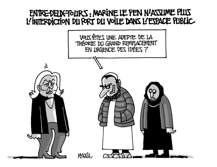 Entre-deux-tours : Marine Le Pen n'assume plus l'interdiction du port du voile dans l'espace public