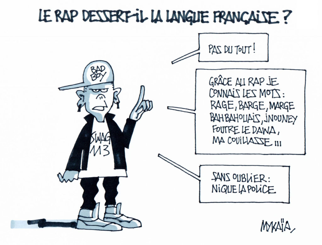 Dessin réalisé en public pour l'émission "Flash Talk" sur France Ô présentée par Sonia Chironi et Raphäl Yem et ayant pour thème : "La langue française est-elle vraiment en danger ?".